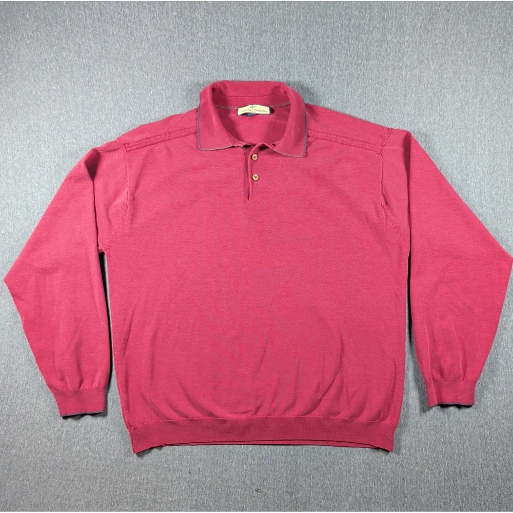 Vtg Tommy BAHAMA Men's XL‎ SILK Blend Pullover 1/4 Button Long Sleeve Maroon 90s